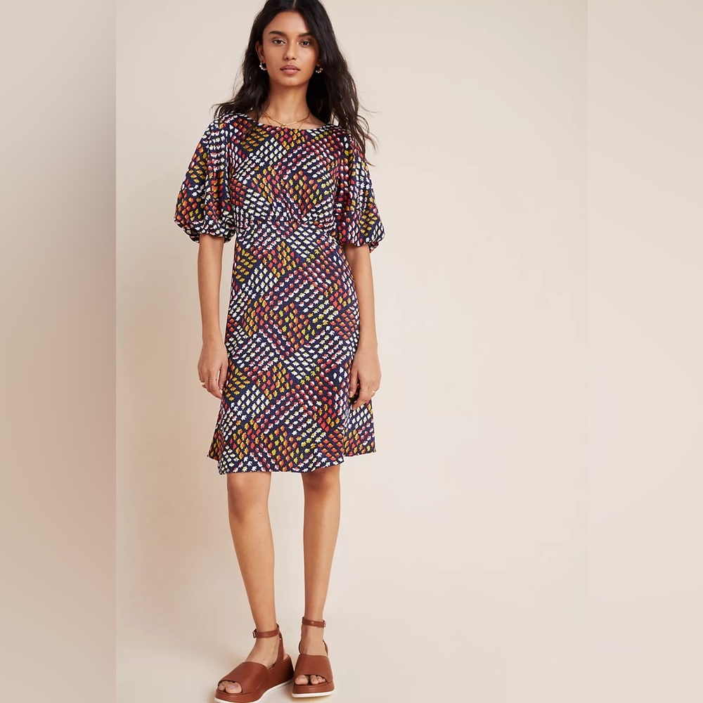 Anthropologie Maeve Melody Mini Dress with Puff Sleeves and Side Pockets